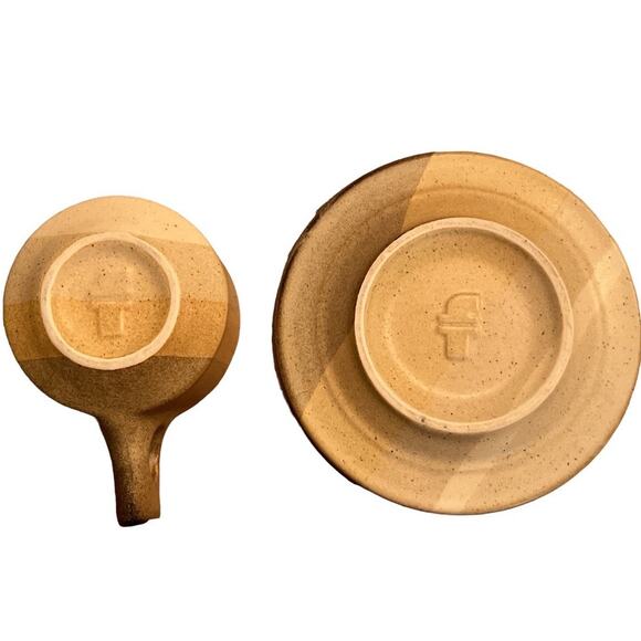 Vintage 70s Salishan Cup Saucer Set Jim McBride Fabrik Stoneware Speckled Earthy - Picture 4 of 10